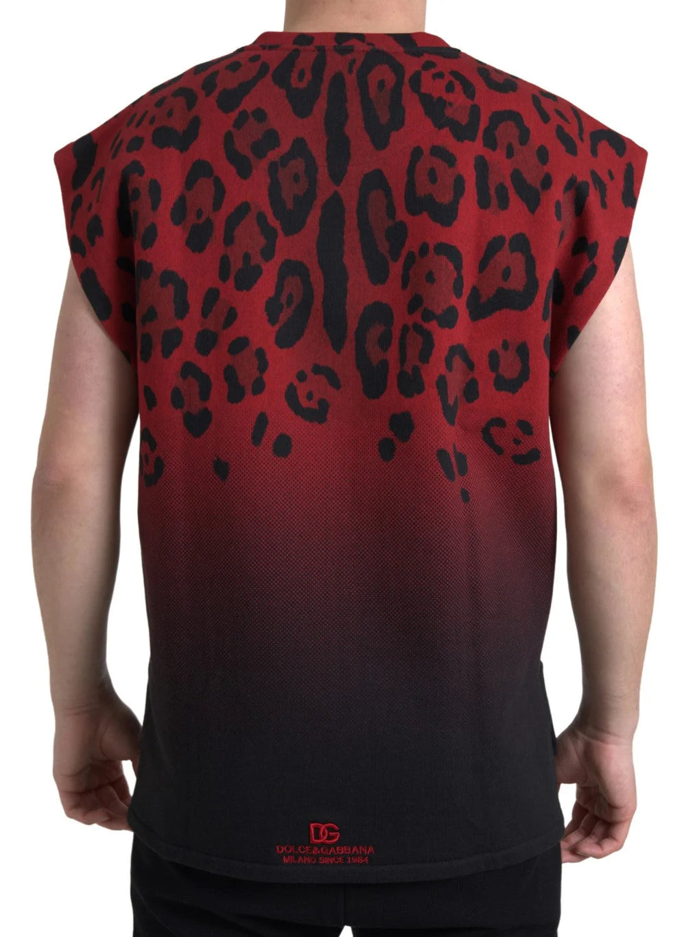 Dolce & Gabbana Red Leopard Cotton Sleeveless Tank T-shirt - Tank Tops