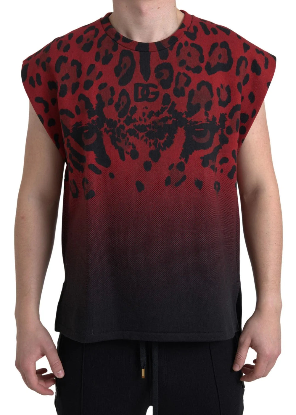 Dolce & Gabbana Red Leopard Cotton Sleeveless Tank T-shirt - Tank Tops