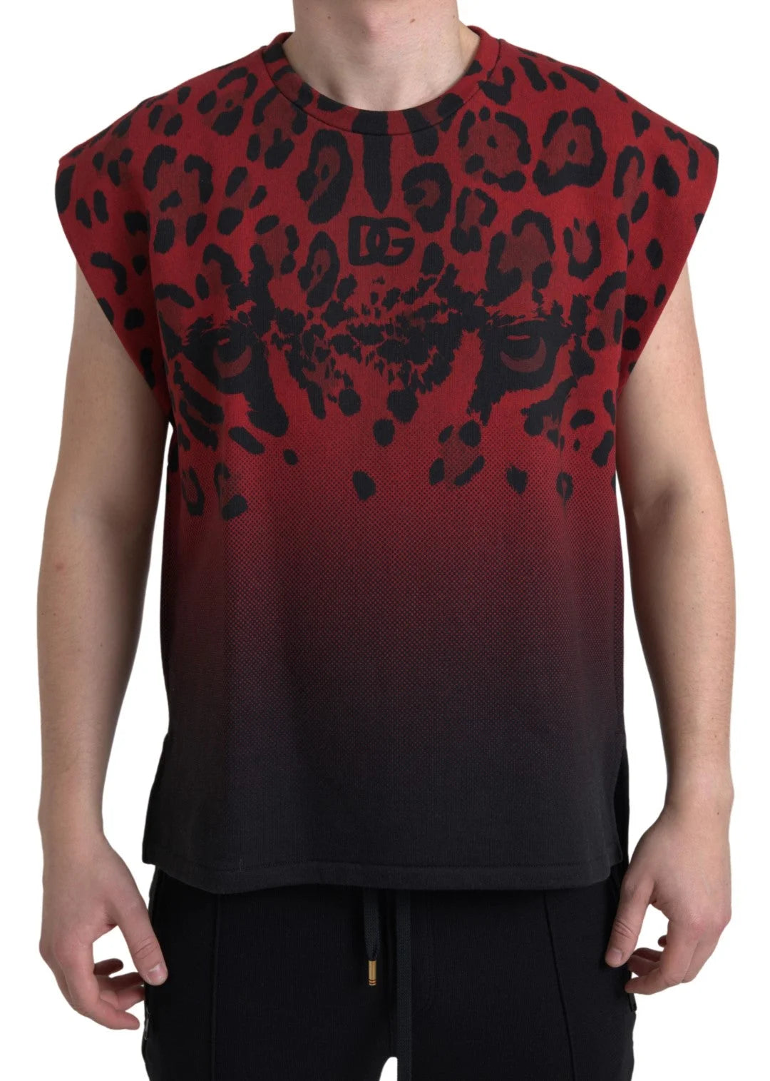 Dolce & Gabbana Red Leopard Cotton Sleeveless Tank T-shirt - Tank Tops