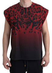 Dolce & Gabbana Red Leopard Cotton Sleeveless Tank T-shirt - Tank Tops