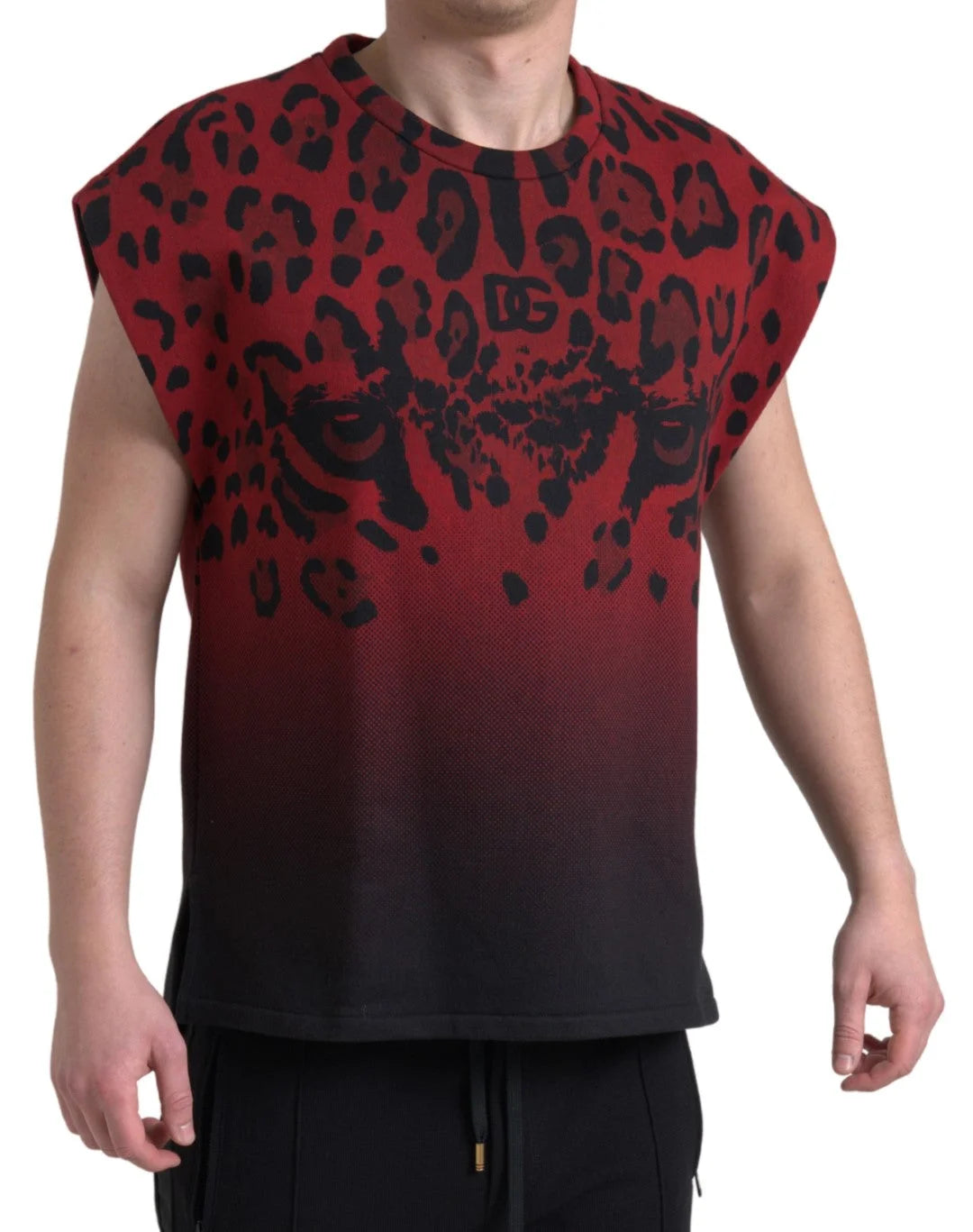 Dolce & Gabbana Red Leopard Cotton Sleeveless Tank T-shirt - Tank Tops