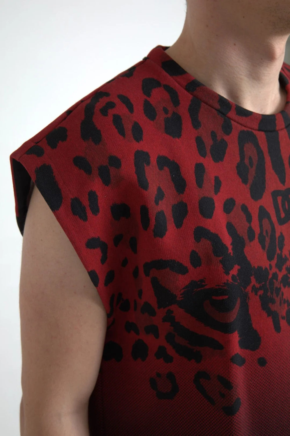Dolce & Gabbana Red Leopard Cotton Sleeveless Tank T-shirt - Tank Tops