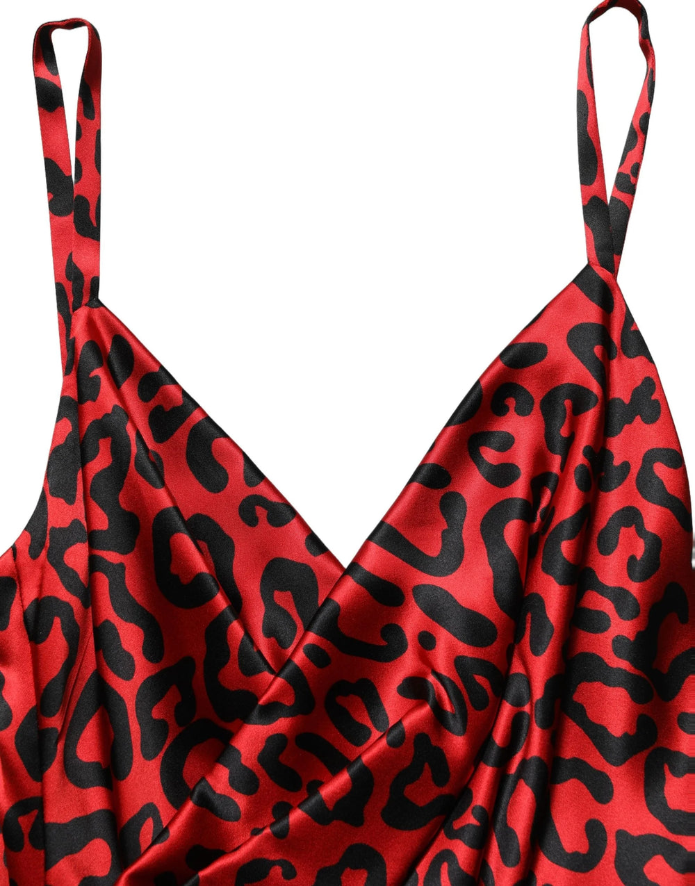 Dolce & Gabbana Red Leopard Draped Sleeveless Maxi Dress - IT36|XXS
