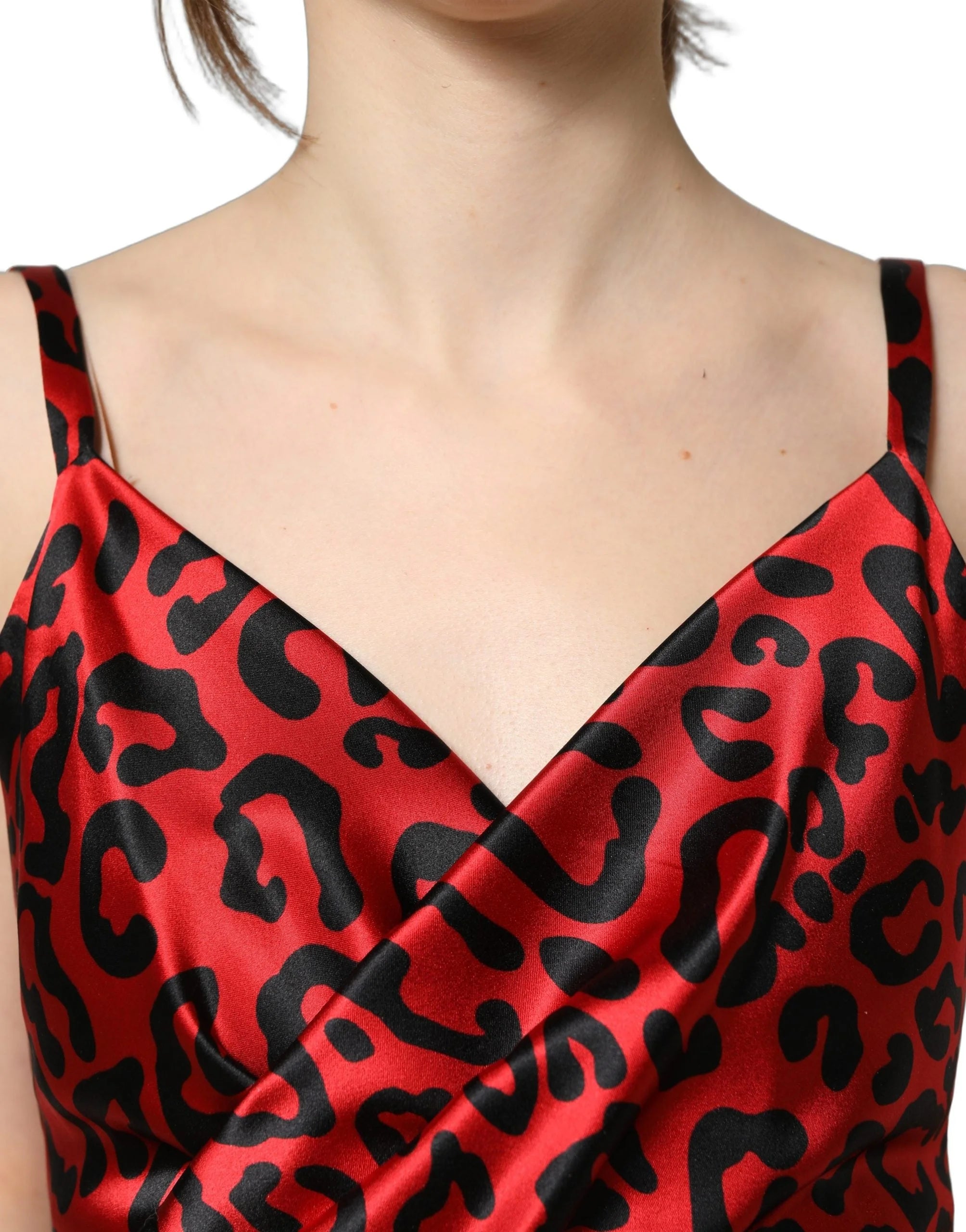 Dolce & Gabbana Red Leopard Draped Sleeveless Maxi Dress - IT36|XXS