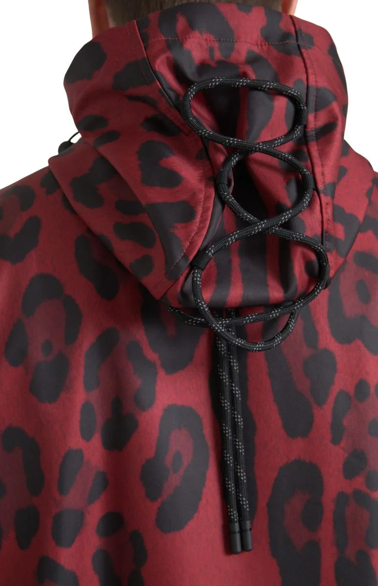 Dolce & Gabbana Red Leopard Hooded Rain Coat Jacket - IT48 | M - Rain Coats