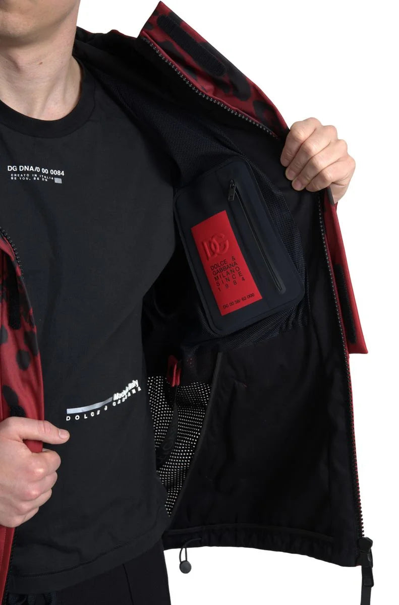 Dolce & Gabbana Red Leopard Hooded Rain Coat Jacket - IT48 | M - Rain Coats