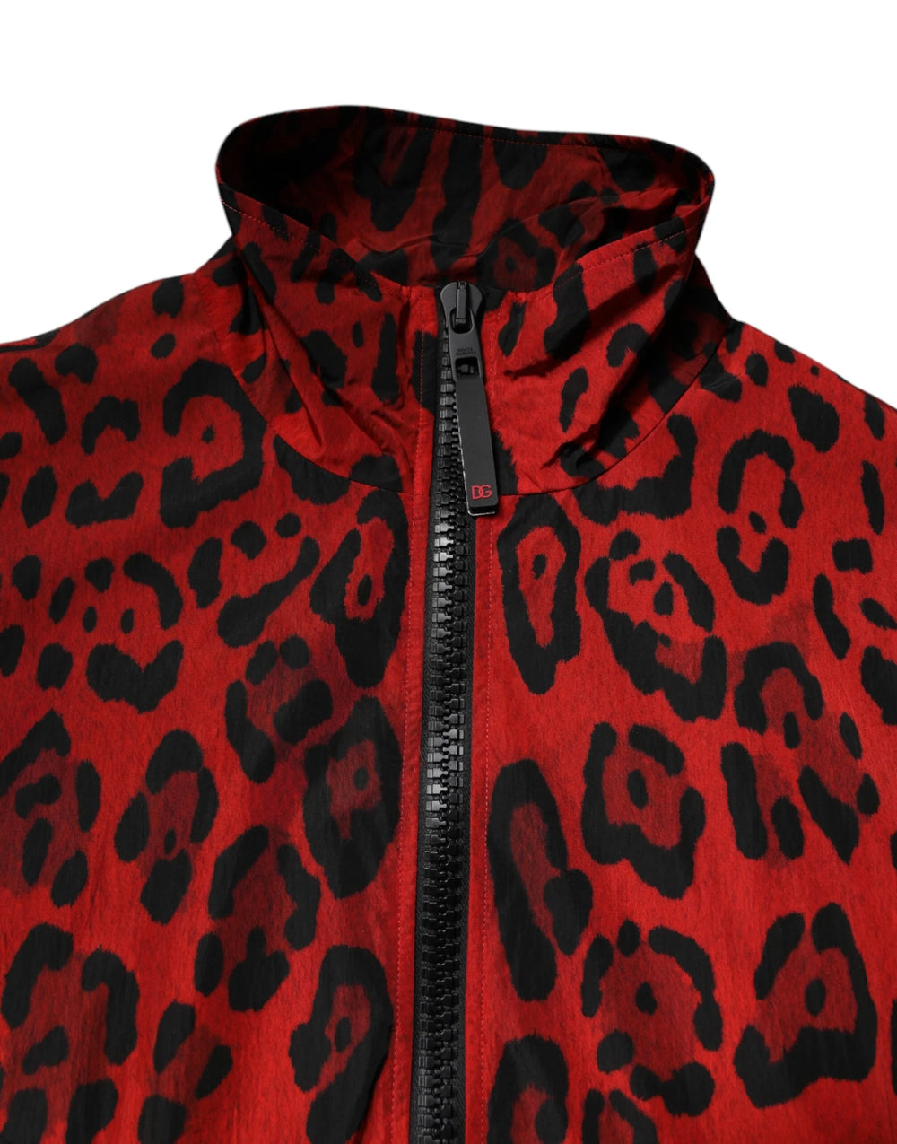 Dolce & Gabbana Red Leopard Nylon Bomber Full Zip Jacket - Bomber Jackets