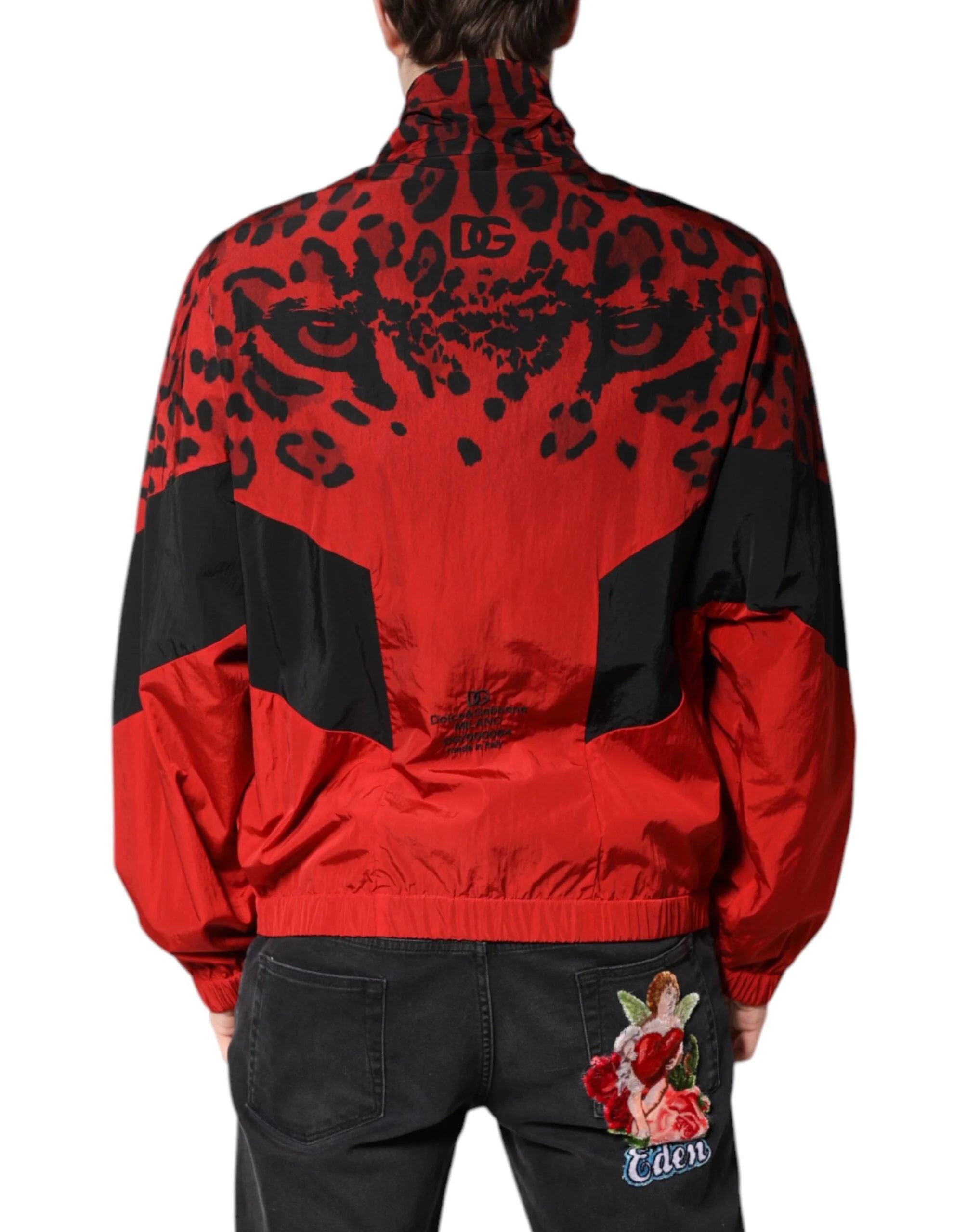 Dolce & Gabbana Red Leopard Nylon Bomber Full Zip Jacket - Bomber Jackets