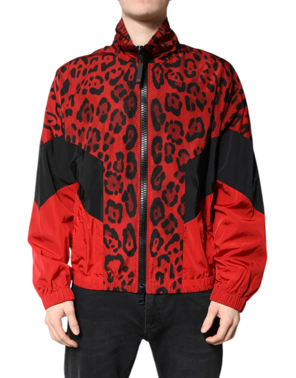 Dolce & Gabbana Red Leopard Nylon Bomber Full Zip Jacket - Bomber Jackets
