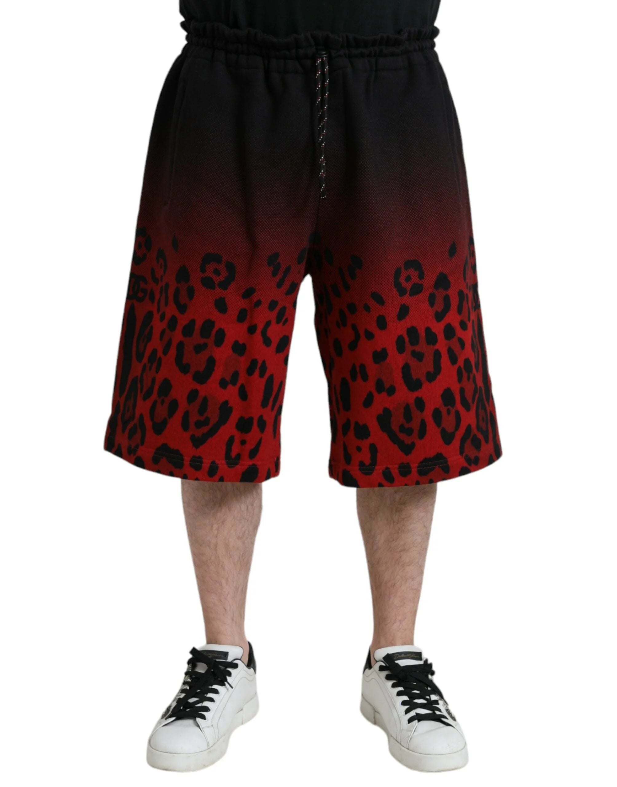 Dolce & Gabbana Red Leopard Print Cotton Bermuda Shorts - Bermudas