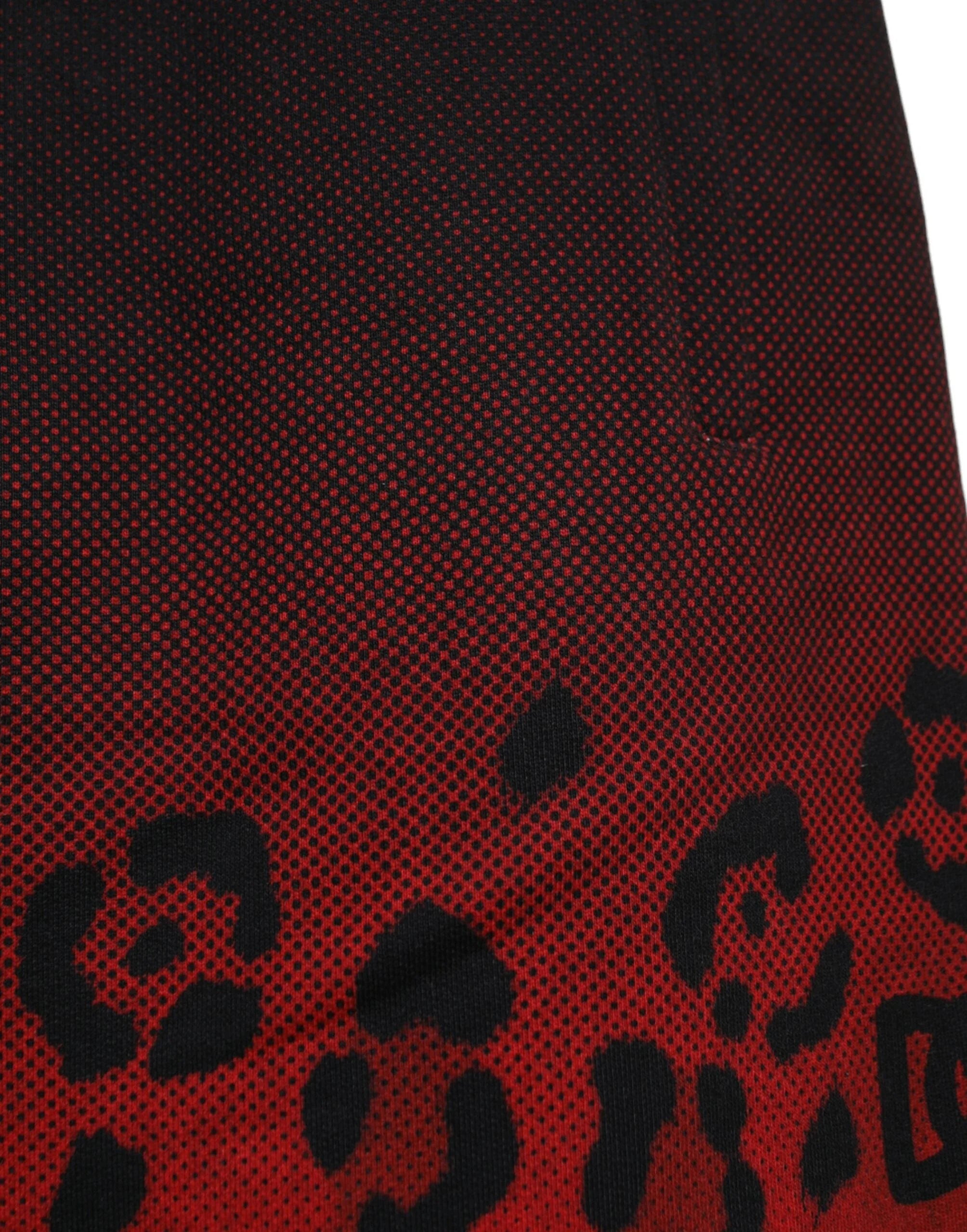 Dolce & Gabbana Red Leopard Print Cotton Bermuda Shorts - Bermudas