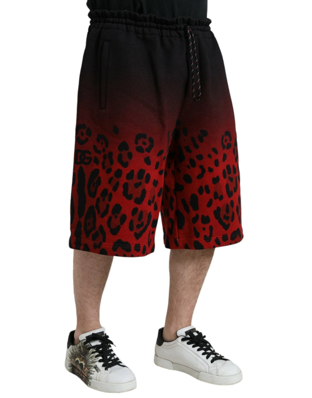 Dolce & Gabbana Red Leopard Print Cotton Bermuda Shorts - Bermudas