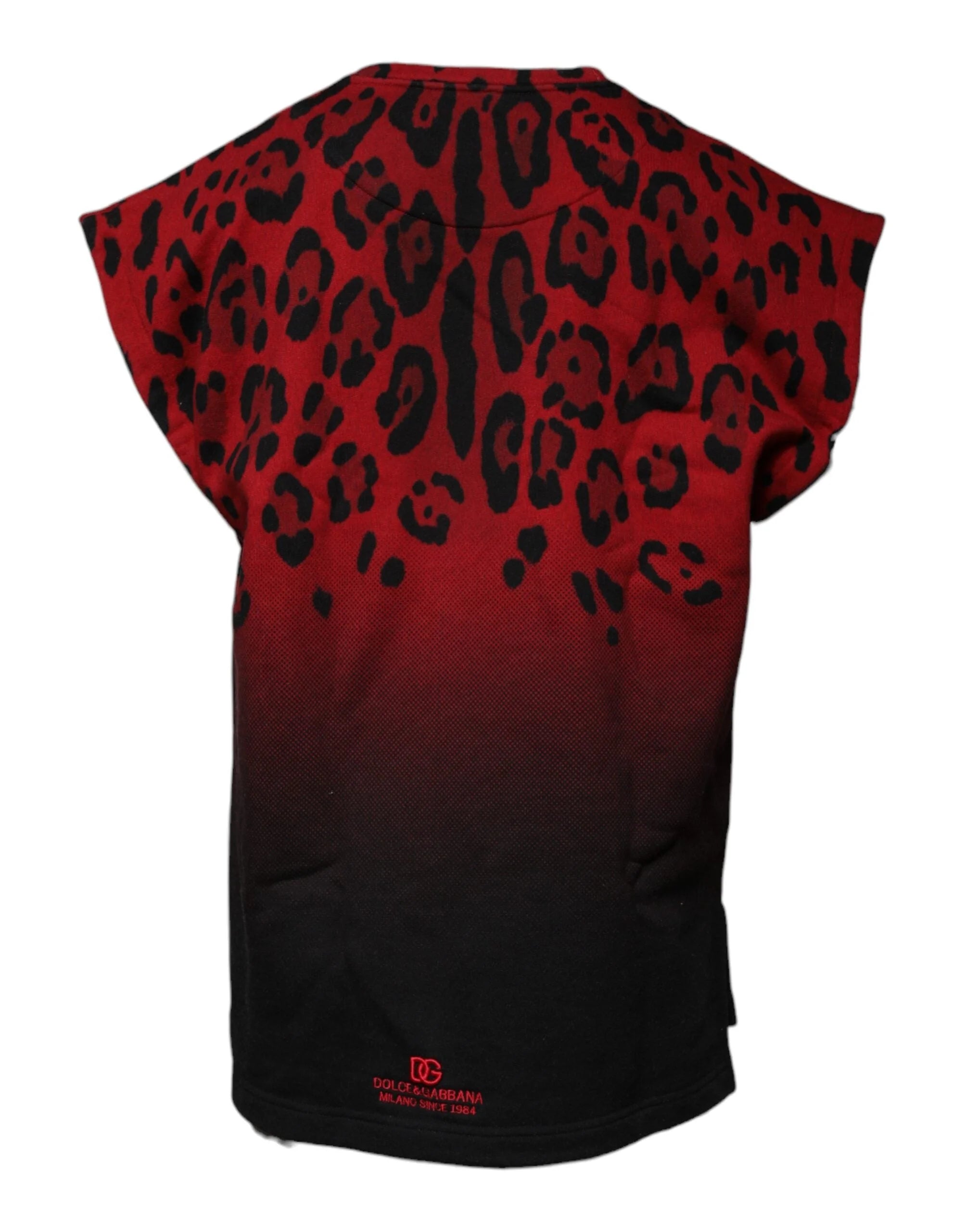Dolce & Gabbana Red Leopard Print Cotton Sleeveless T-shirt - IT46 | S - Tank Tops