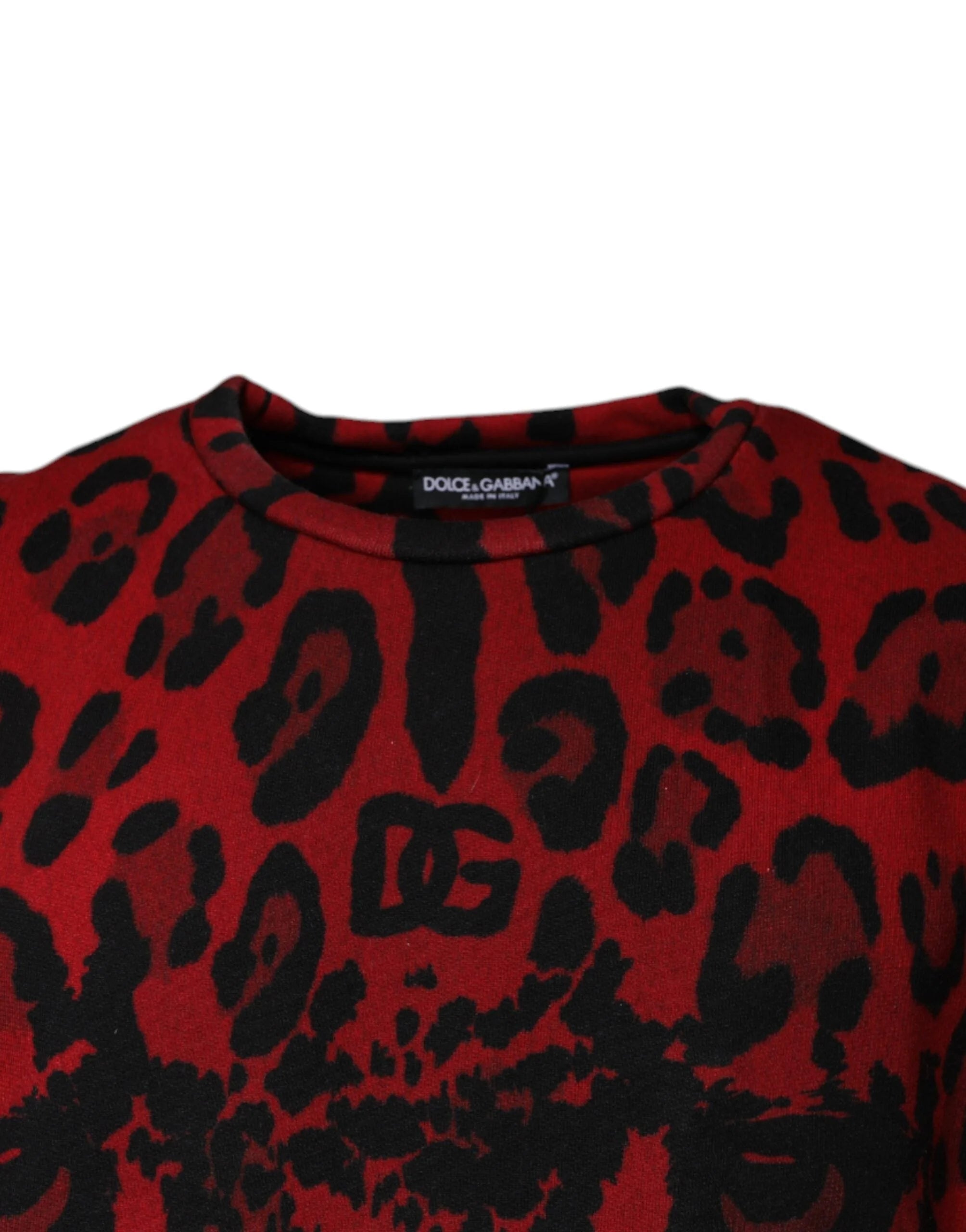 Dolce & Gabbana Red Leopard Print Cotton Sleeveless T-shirt - IT46 | S - Tank Tops