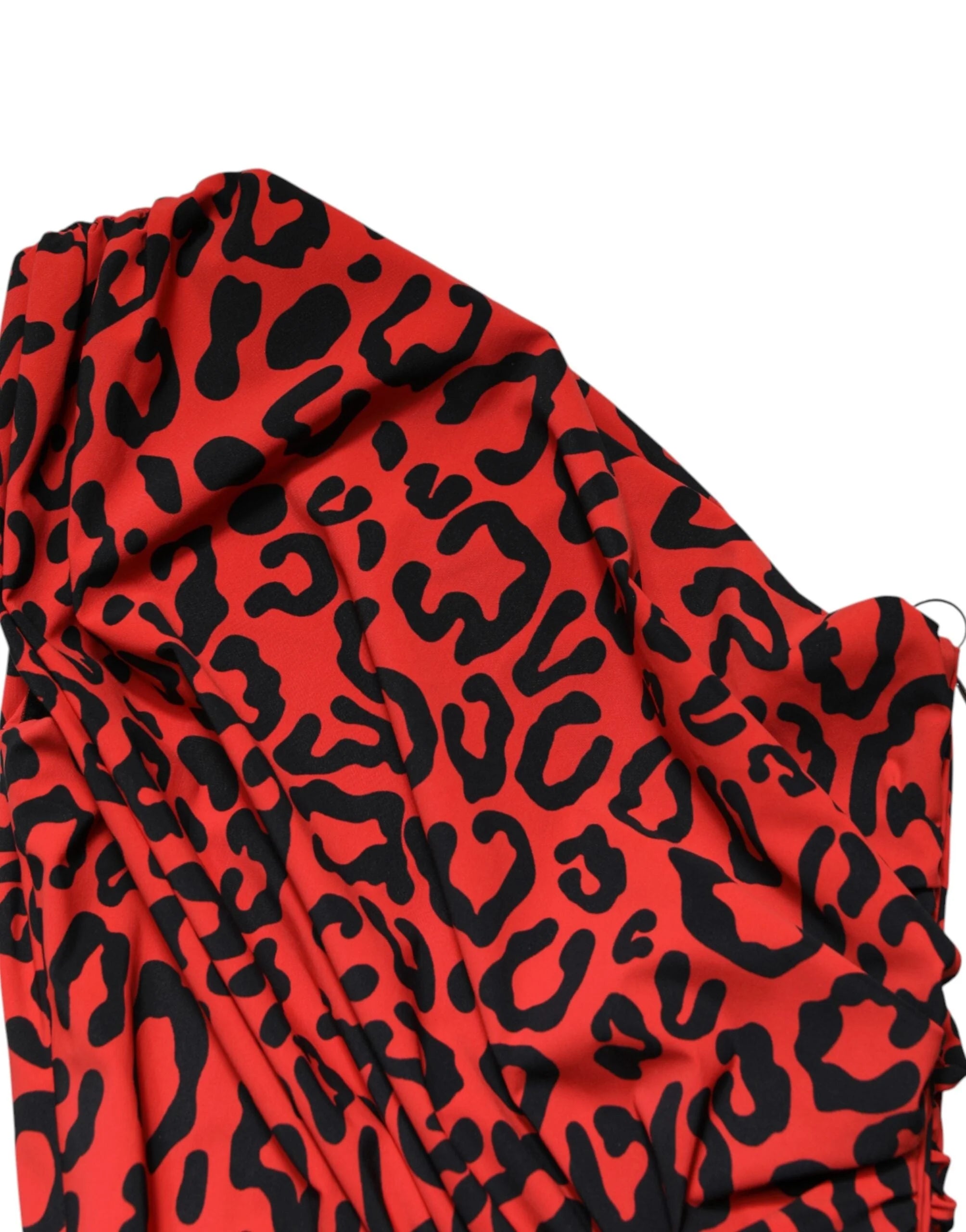 Dolce & Gabbana Red Leopard Print Nylon Sheath Midi Dress - IT38 | XS
