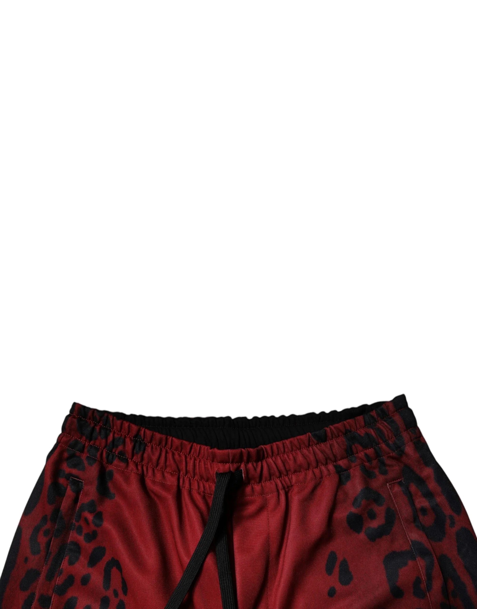 Dolce & Gabbana Red Leopard Print Polyester Men Jogger Pants - Joggers