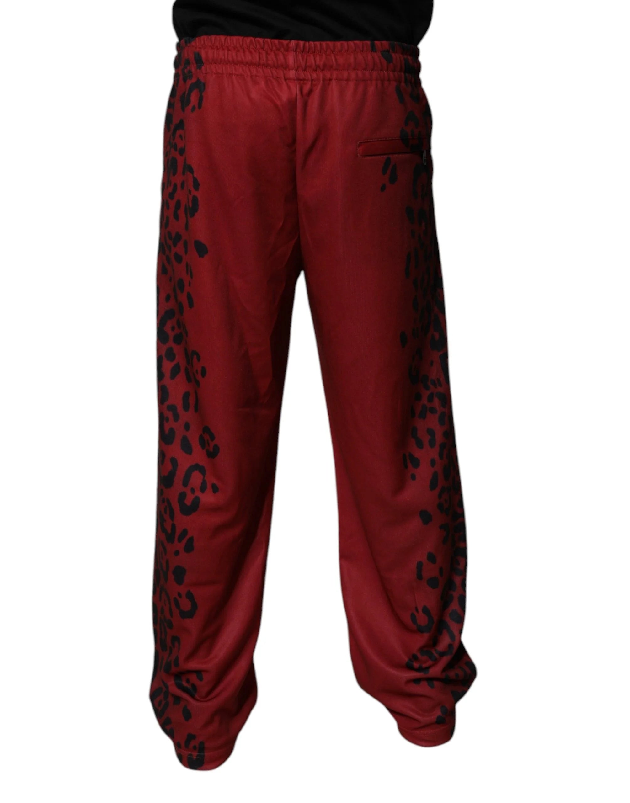 Dolce & Gabbana Red Leopard Print Polyester Men Jogger Pants - Joggers