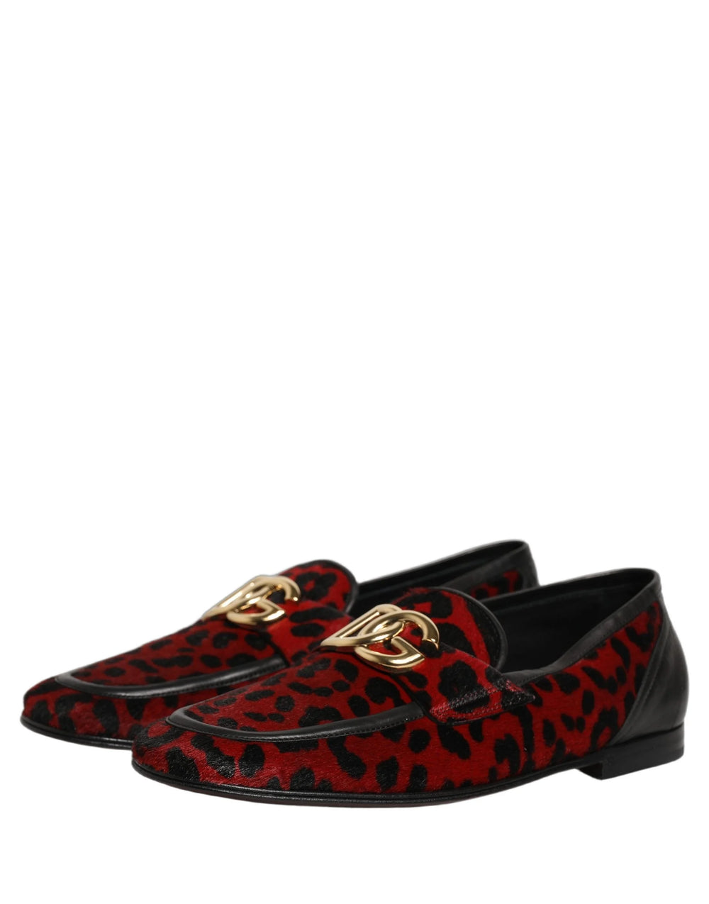 Dolce & Gabbana Red Leopard Print Pony Hair Dress Loafers Shoes - EU40/US7