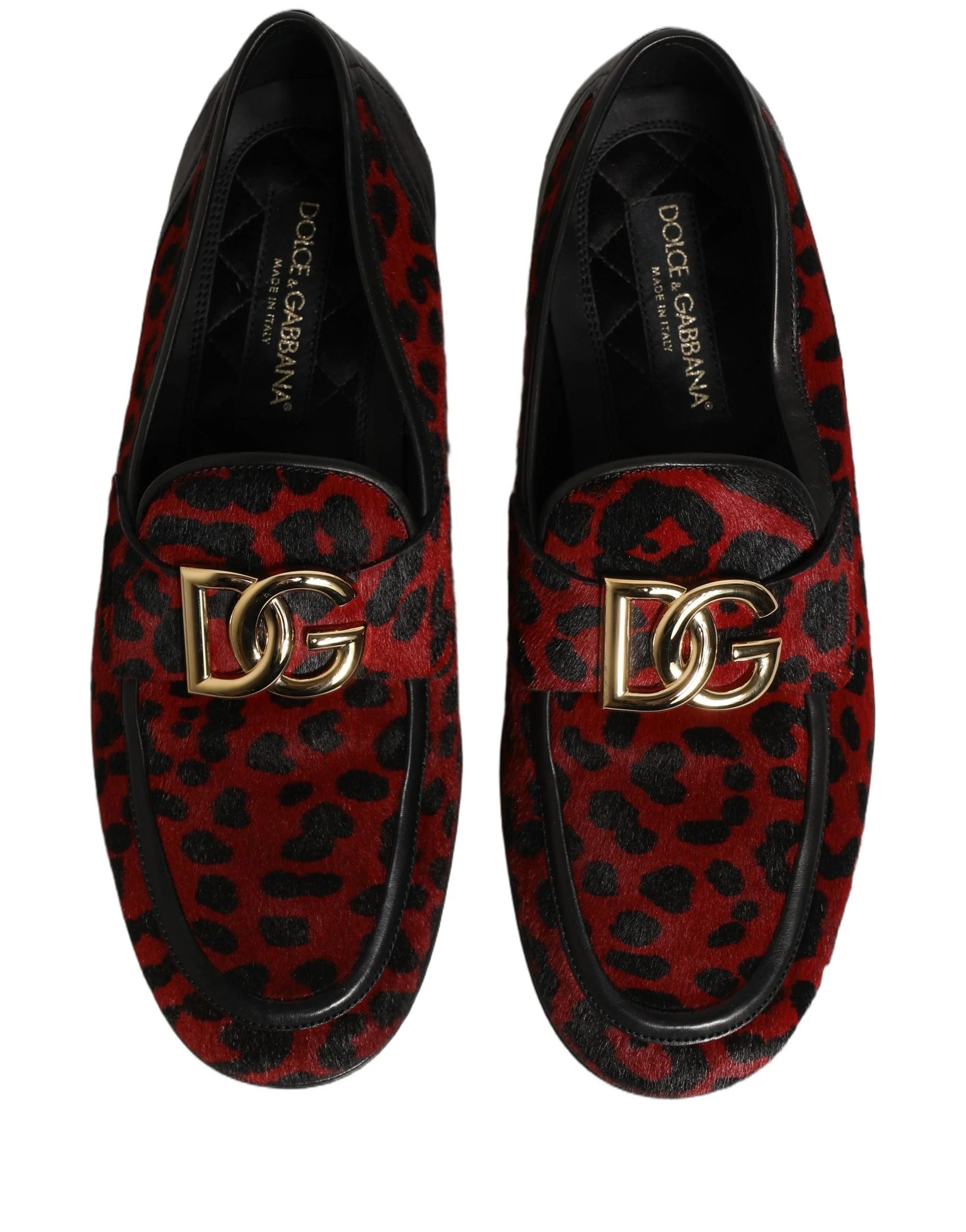 Dolce & Gabbana Red Leopard Print Pony Hair Dress Loafers Shoes - EU40/US7