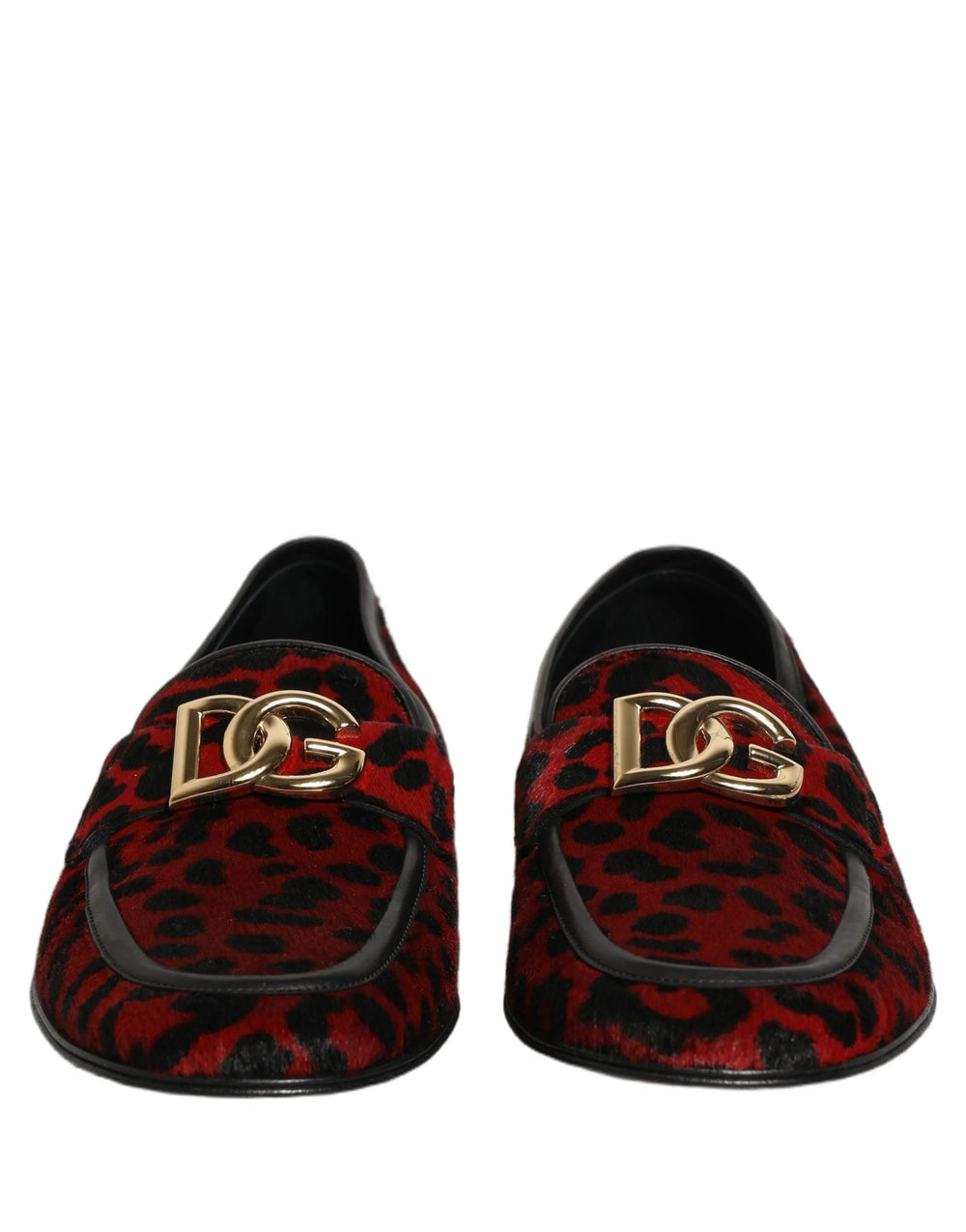 Dolce & Gabbana Red Leopard Print Pony Hair Dress Loafers Shoes - EU40/US7