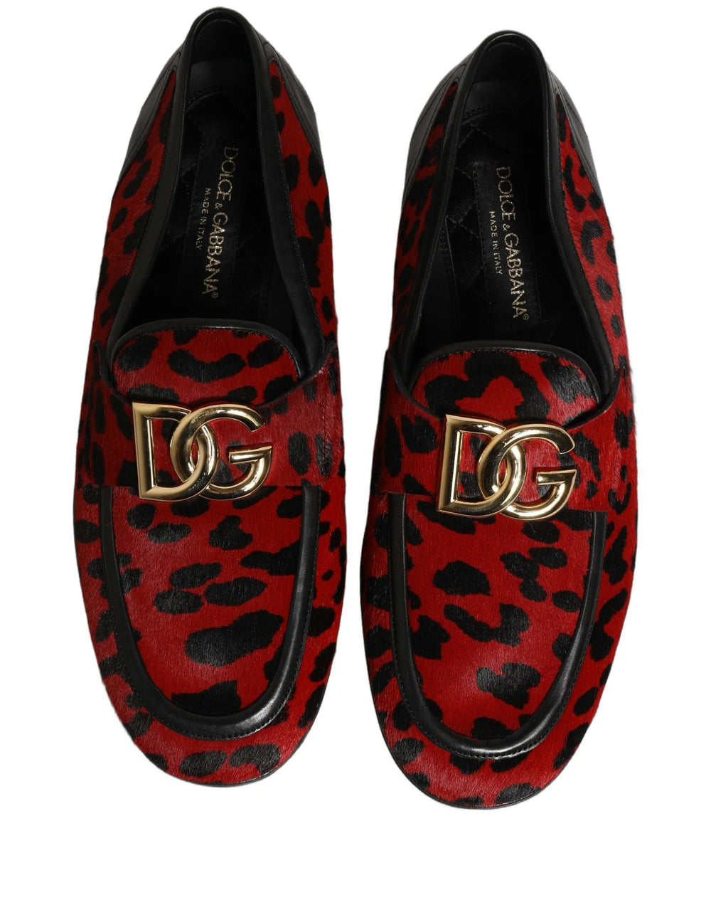 Dolce & Gabbana Red Leopard Print Pony Hair Dress Loafers Shoes - EU39/US6