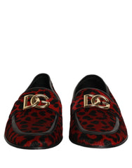 Dolce & Gabbana Red Leopard Print Pony Hair Dress Loafers Shoes - EU40/US7