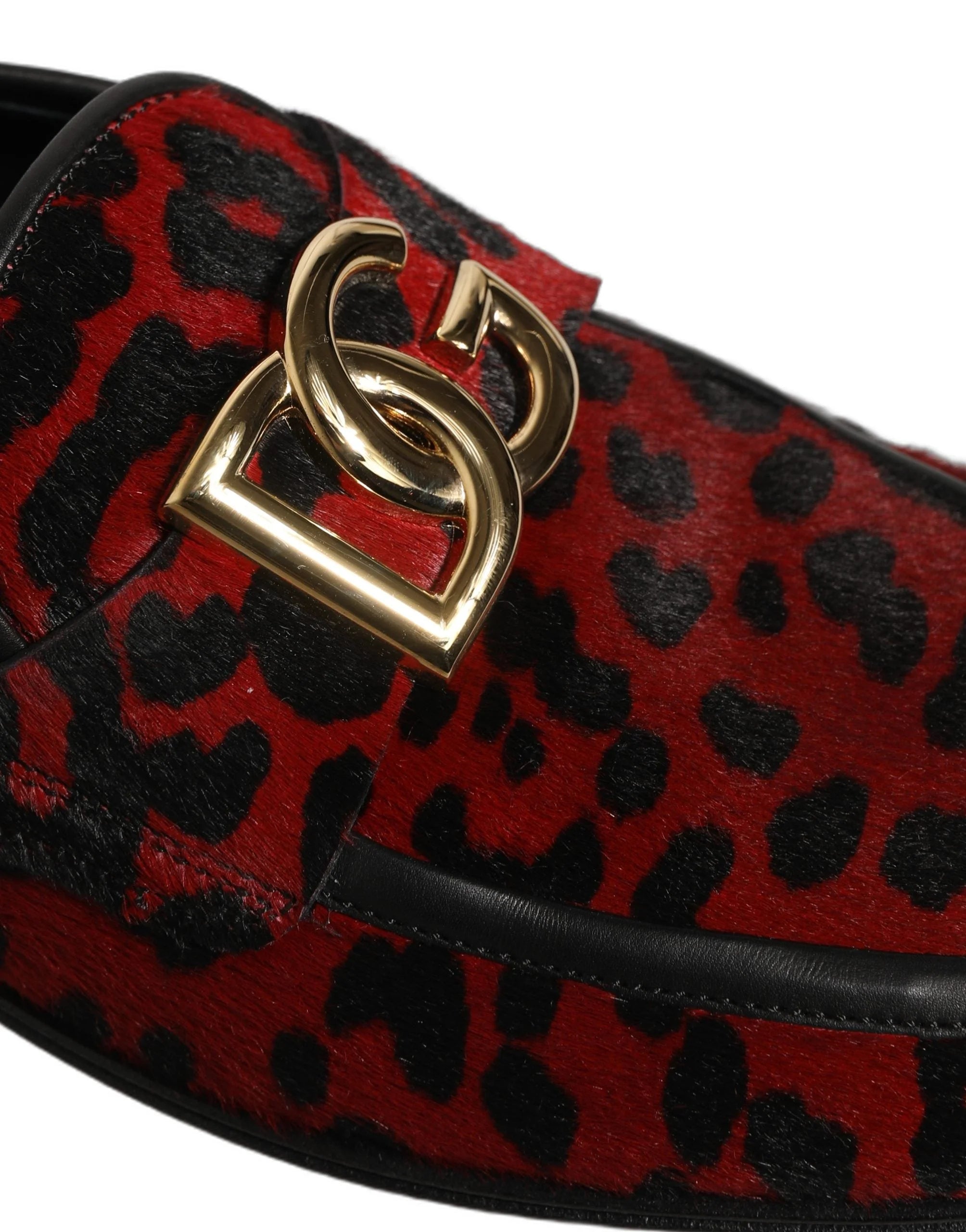 Dolce & Gabbana Red Leopard Print Pony Hair Dress Loafers Shoes - EU40/US7