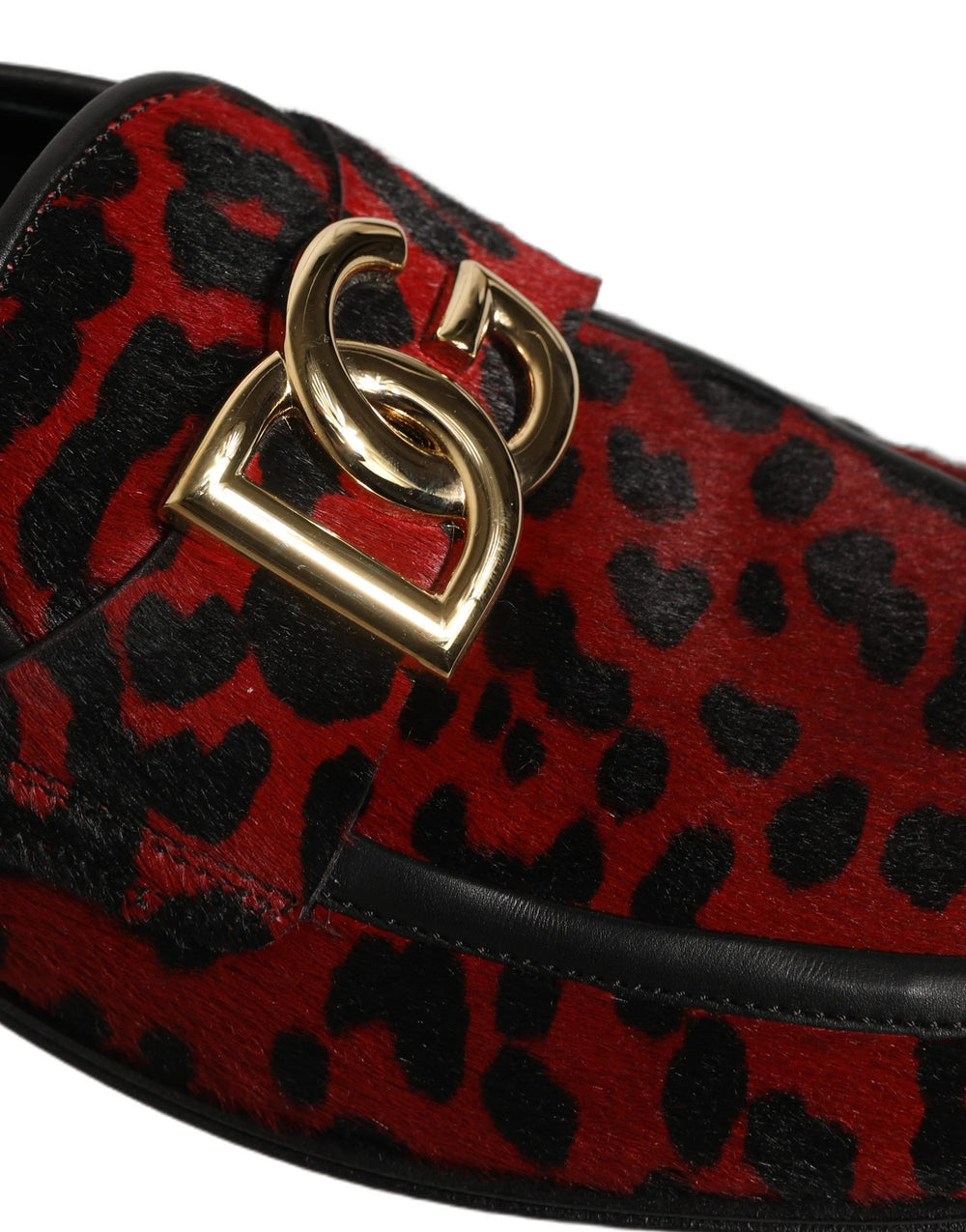 Dolce & Gabbana Red Leopard Print Pony Hair Dress Loafers Shoes - EU40/US7