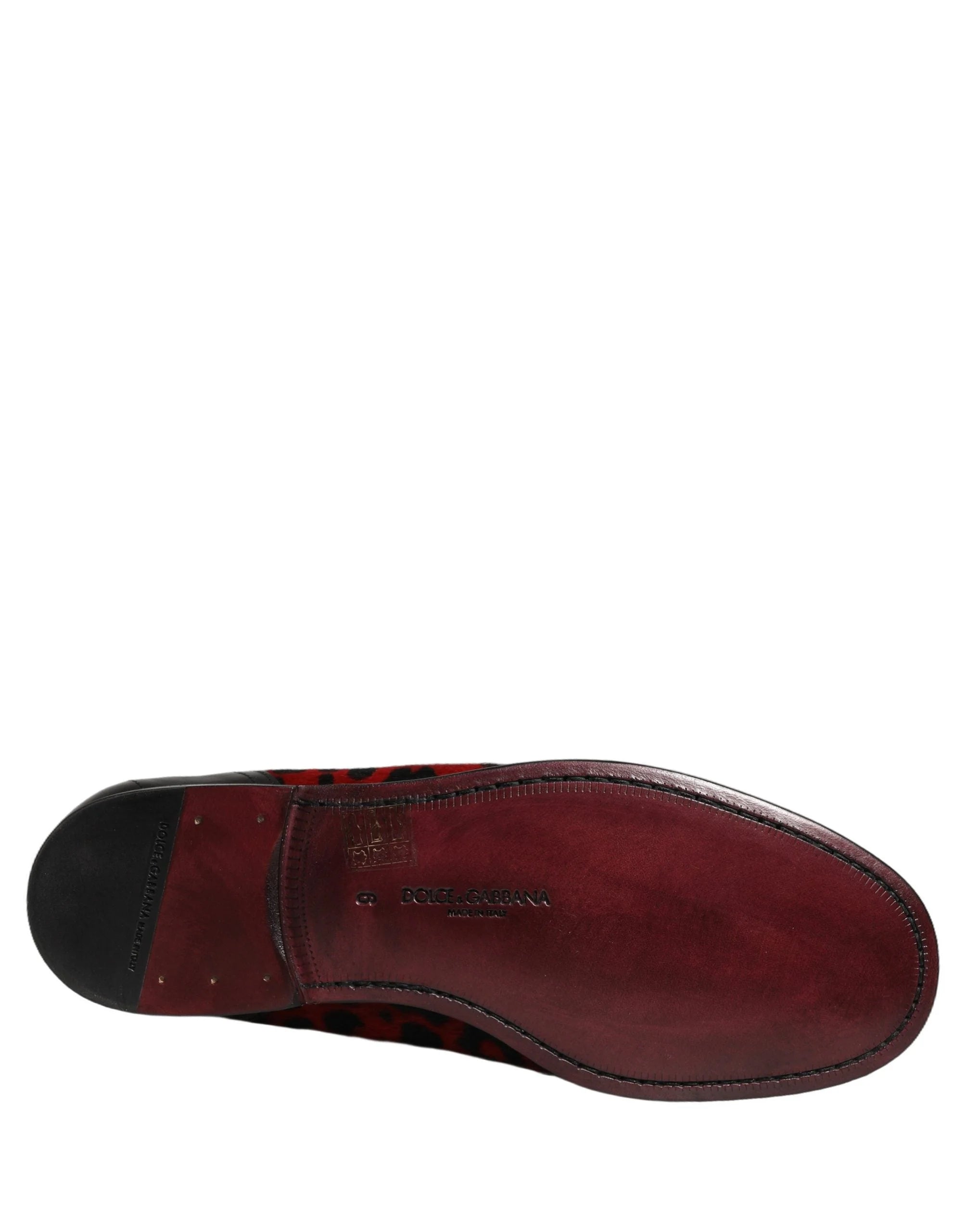 Dolce & Gabbana Red Leopard Print Pony Hair Dress Loafers Shoes - EU40/US7