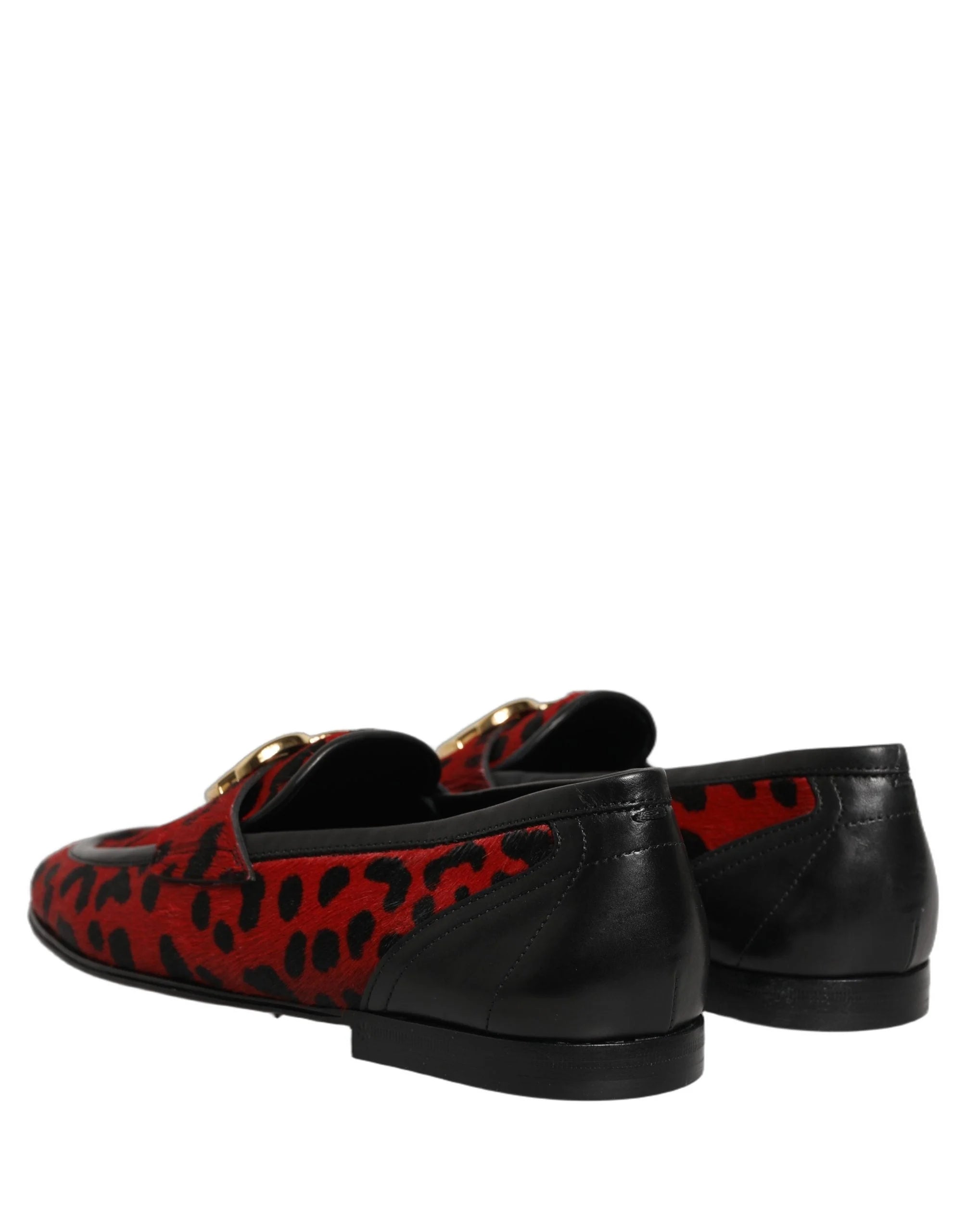 Dolce & Gabbana Red Leopard Print Pony Hair Dress Loafers Shoes - EU39/US6