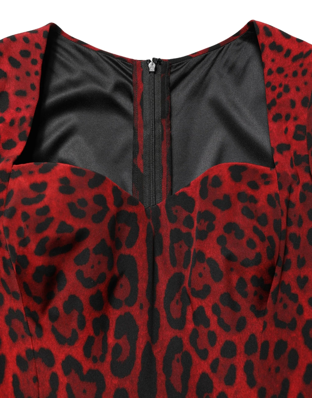 Dolce & Gabbana Red Leopard Print Sheath Long Sleeve Dress - IT42|M