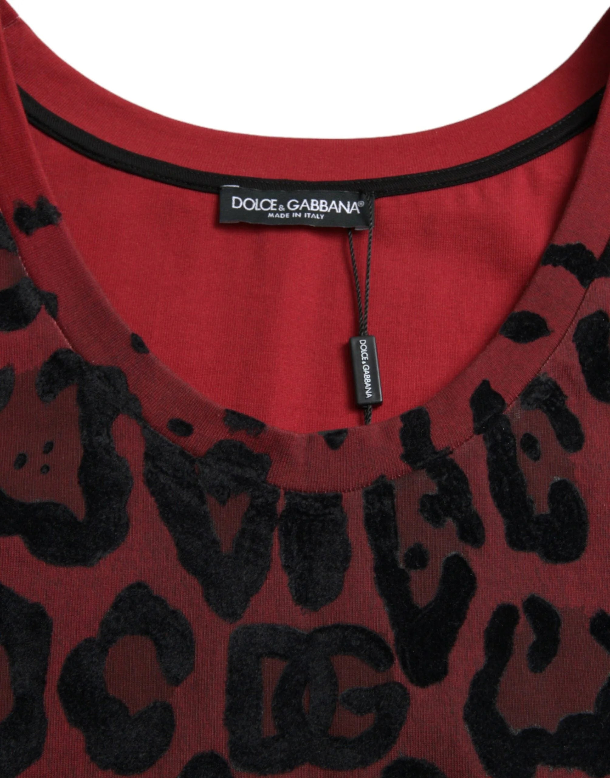 Dolce & Gabbana Red Leopard Print Sleeveless Tank T-shirt - IT54 | XL - Tank Tops