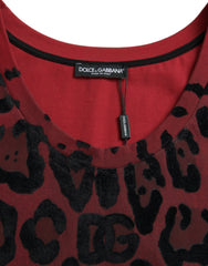 Dolce & Gabbana Red Leopard Print Sleeveless Tank T-shirt - IT54 | XL - Tank Tops