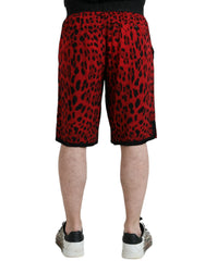 Dolce & Gabbana Red Leopard Print Viscose Bermuda Shorts - Bermudas