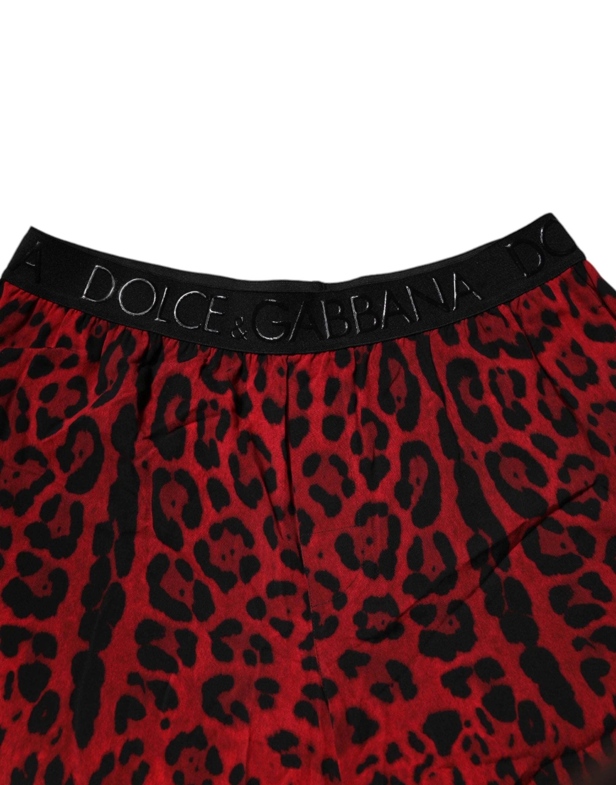 Dolce & Gabbana Red Leopard Print Viscose Bermuda Shorts - Bermudas