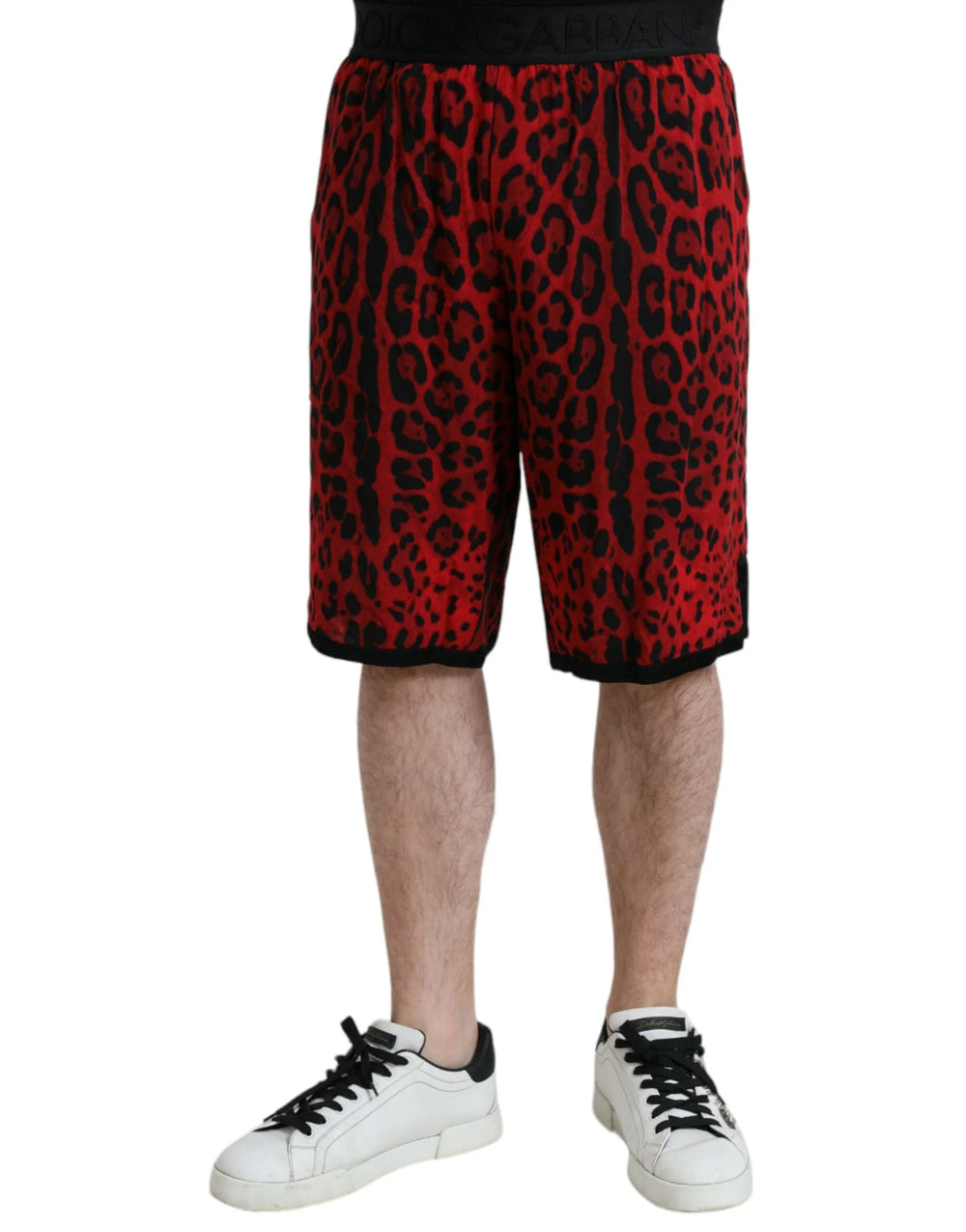 Dolce & Gabbana Red Leopard Print Viscose Bermuda Shorts - Bermudas