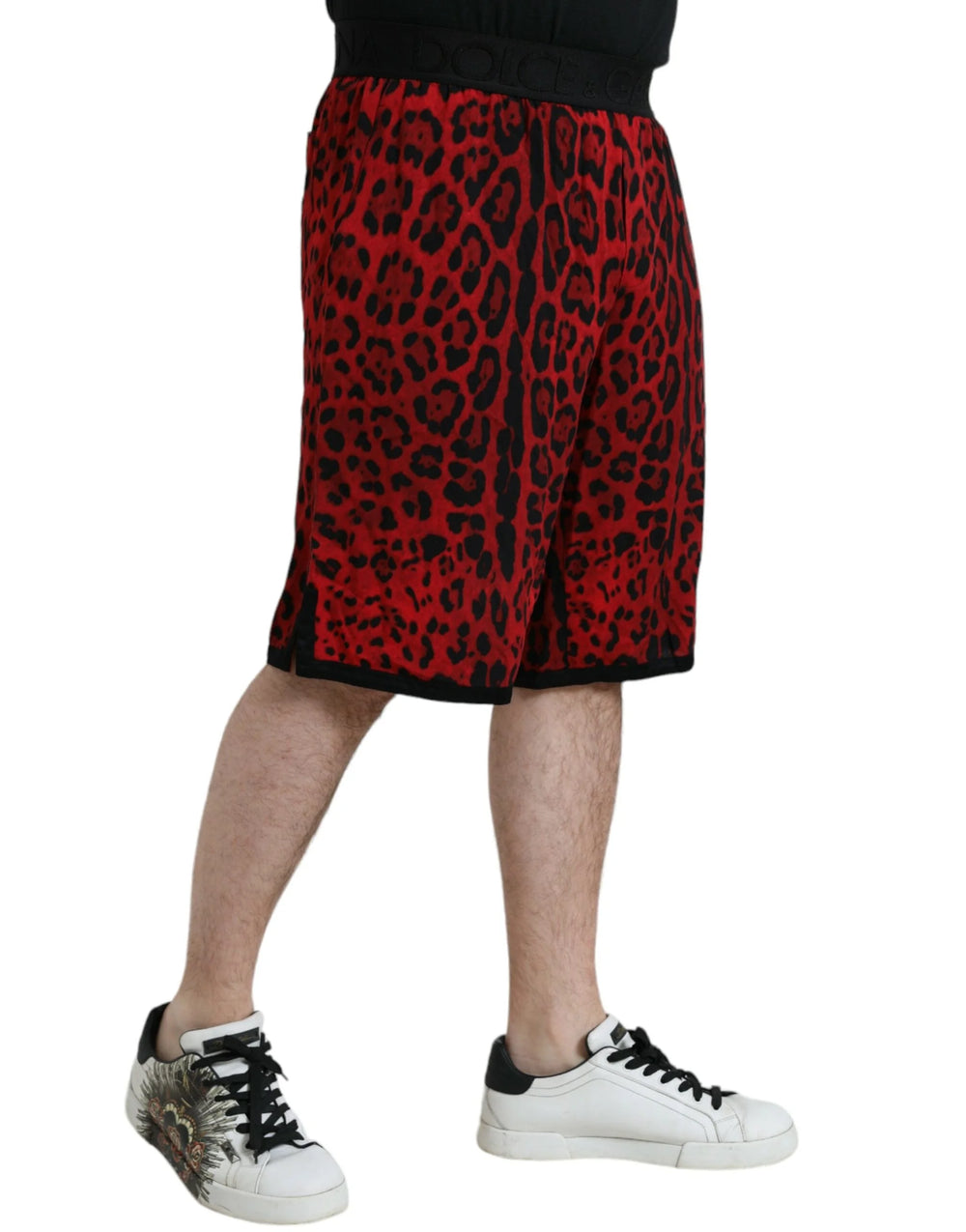 Dolce & Gabbana Red Leopard Print Viscose Bermuda Shorts - Bermudas