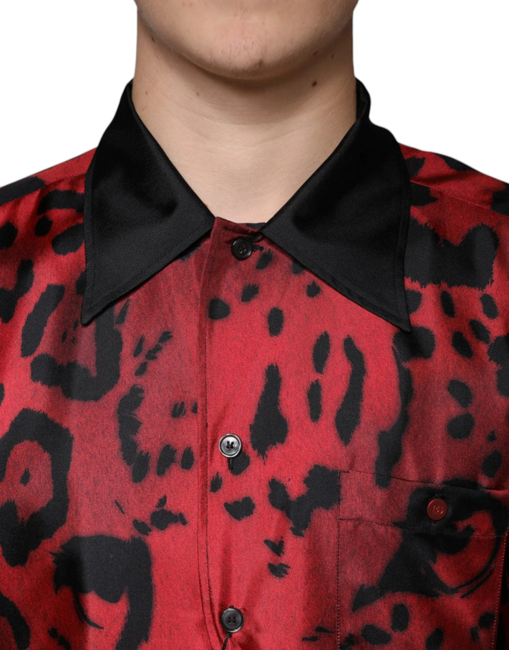 Dolce & Gabbana Red Leopard Silk Button Down Casual Shirt - IT37 | XS - Shirts