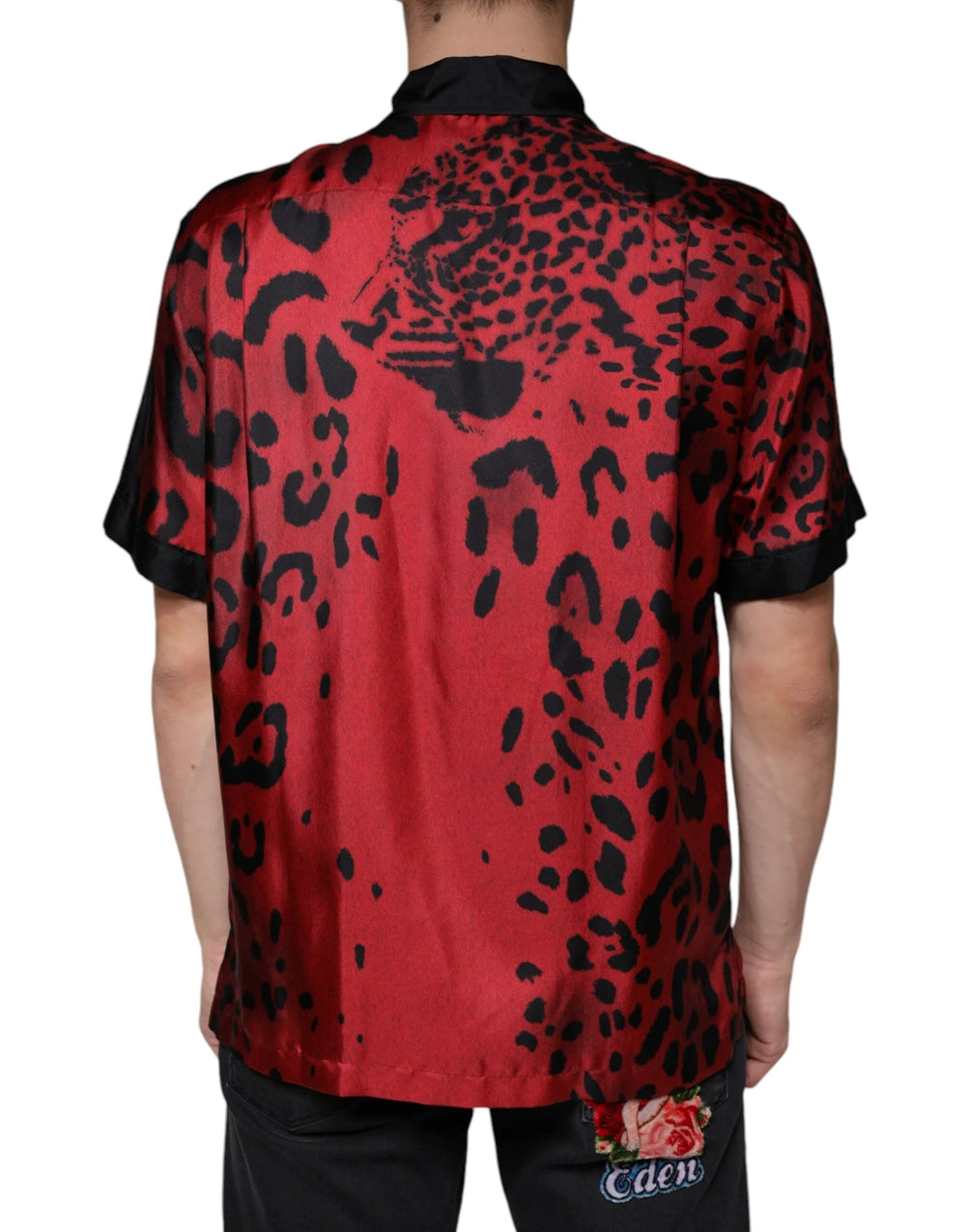 Dolce & Gabbana Red Leopard Silk Button Down Casual Shirt - IT37 | XS - Shirts