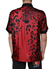 Dolce & Gabbana Red Leopard Silk Button Down Casual Shirt - IT37 | XS - Shirts