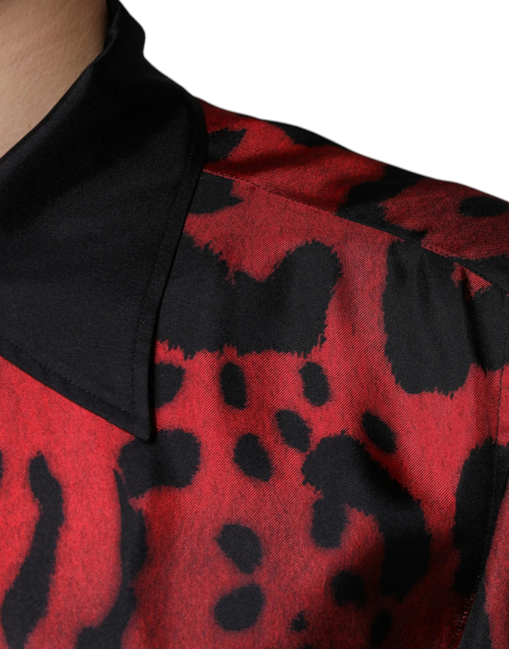 Dolce & Gabbana Red Leopard Silk Button Down Casual Shirt - IT37 | XS - Shirts