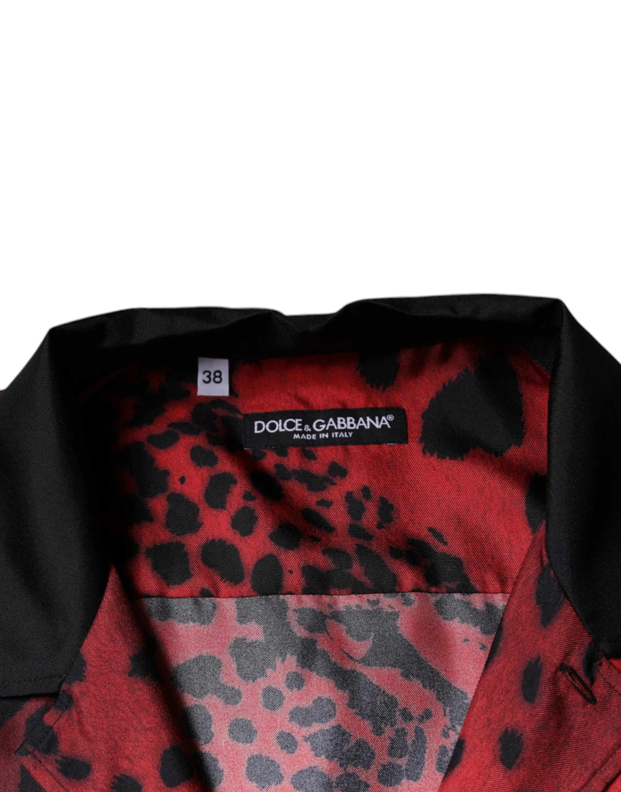 Dolce & Gabbana Red Leopard Silk Button Down Casual Shirt - IT37 | XS - Shirts