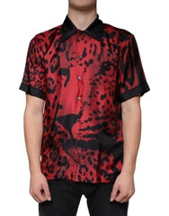 Dolce & Gabbana Red Leopard Silk Button Down Casual Shirt - IT37 | XS - Shirts