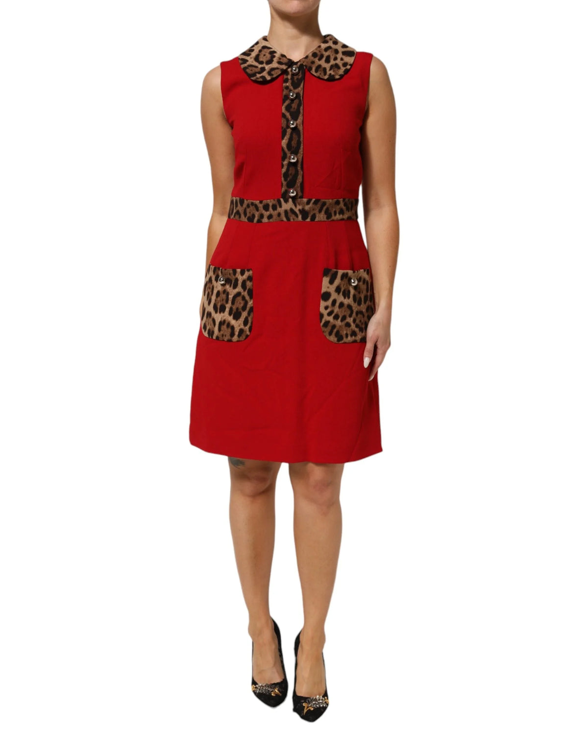 Dolce & Gabbana Red Leopard Viscose Sheath A-line Dress - IT44 | L - Dresses