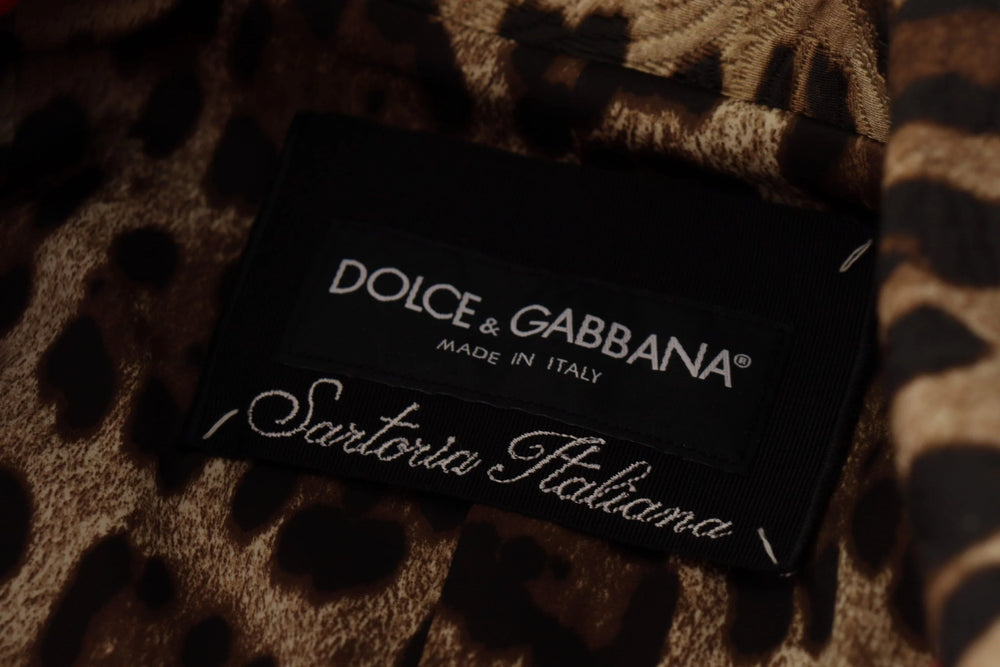 Dolce & Gabbana Red Leopard Wool Trenchcoat Jacket - Trench Coats