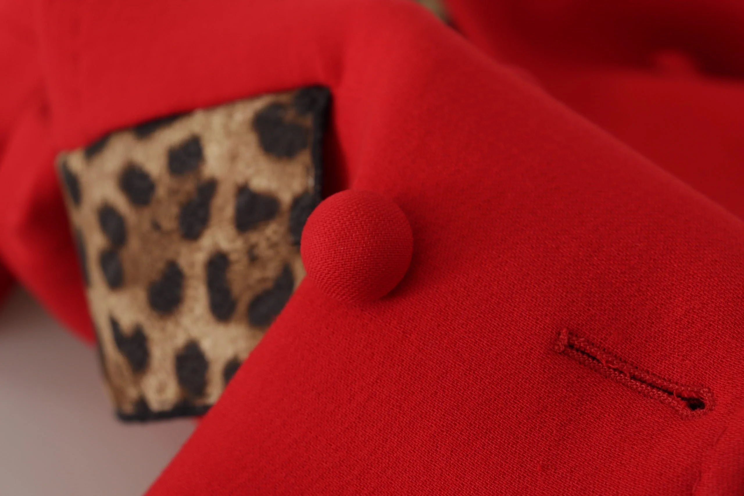 Dolce & Gabbana Red Leopard Wool Trenchcoat Jacket - Trench Coats