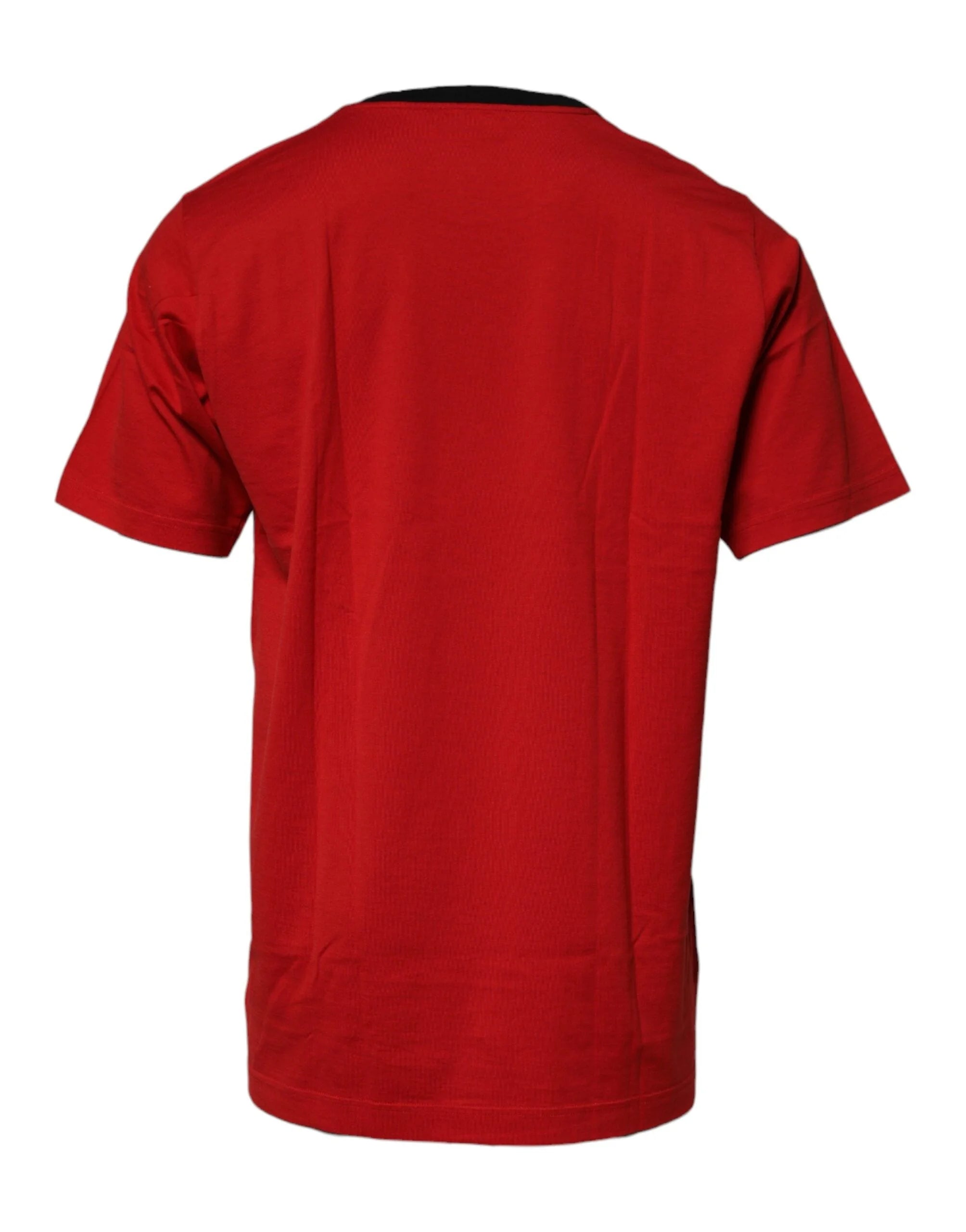 Dolce & Gabbana Red Logo Crown Cotton Crew Neck T-shirt - T-Shirts