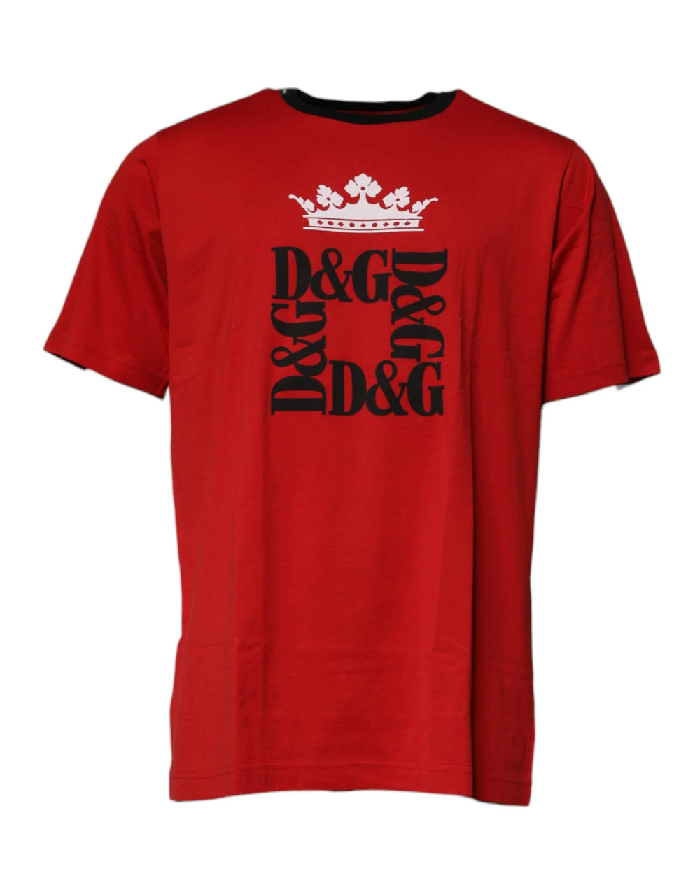 Dolce & Gabbana Red Logo Crown Cotton Crew Neck T-shirt - T-Shirts
