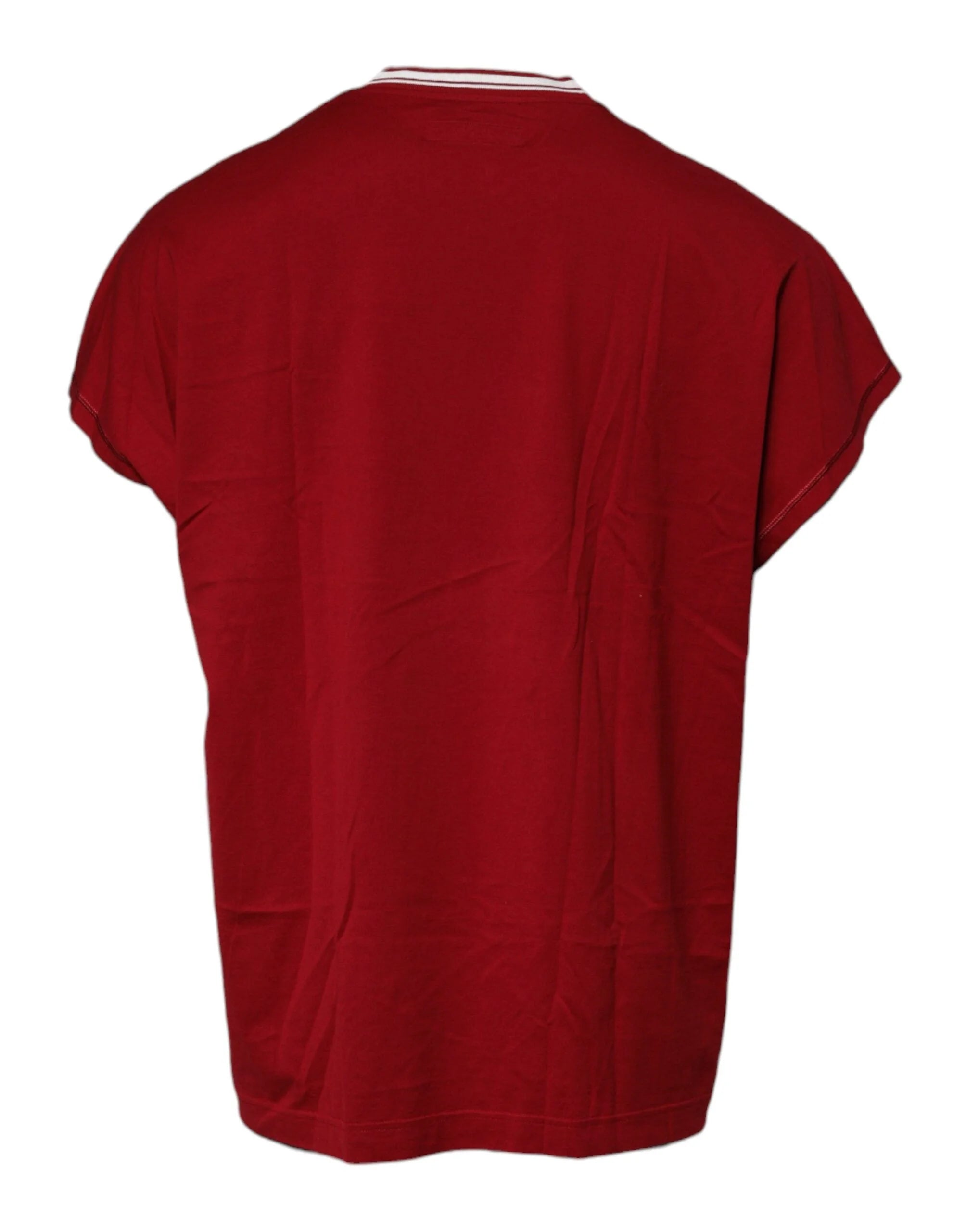Dolce & Gabbana Red Logo Crown Cotton Crew Neck T-shirt - T-Shirts