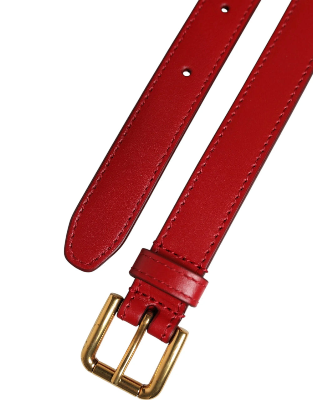 Dolce & Gabbana Red Logo Engraved Metal Waist Buckle Belt - 85 cm / 34 Inches - Belts